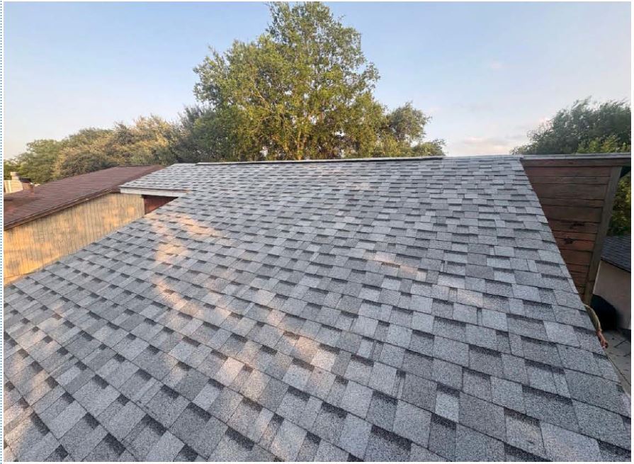 Completed grey shingle roof replacement