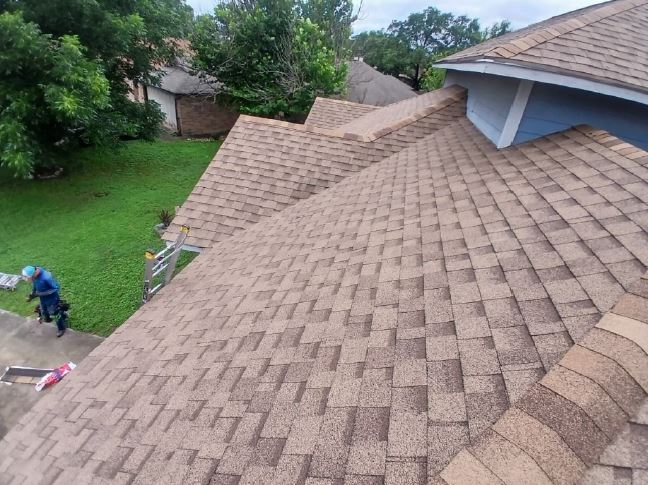 Newly installed shingle roof on a San Antonio home