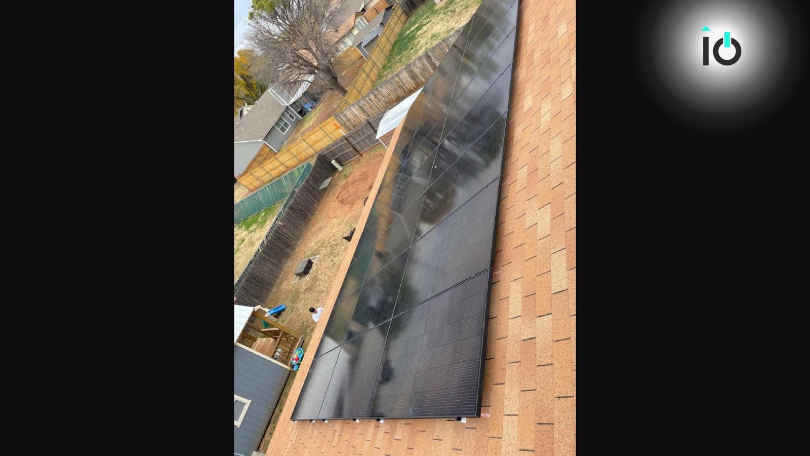 Solar array running along a roof slope