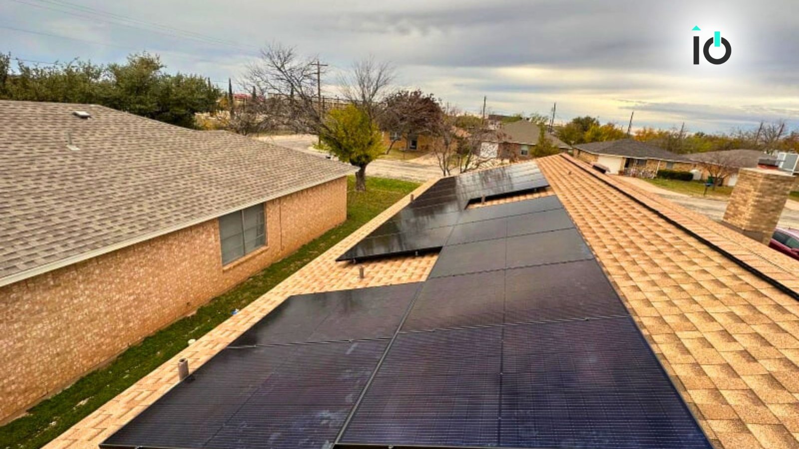 Solar array installed on a low-slope residential roof