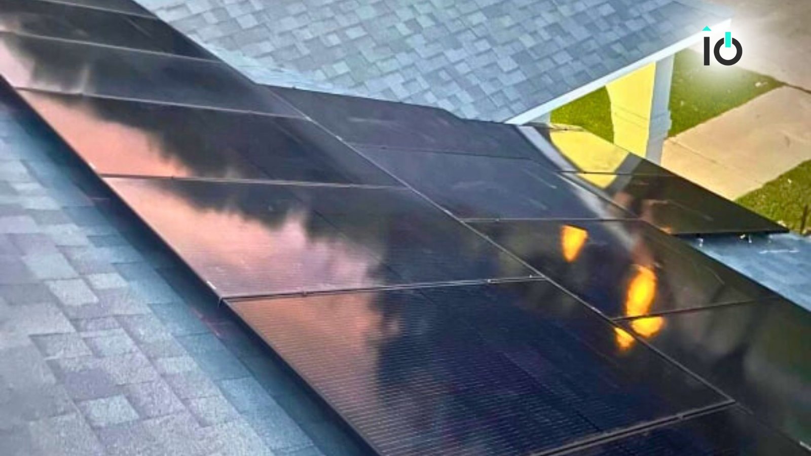 Close view of solar panels on a residential roof