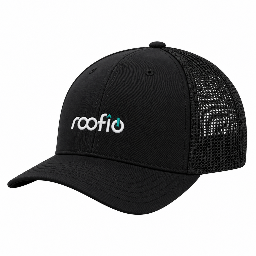 Black Roofio LT Hawk Hat with the Roofio logo on the front panel